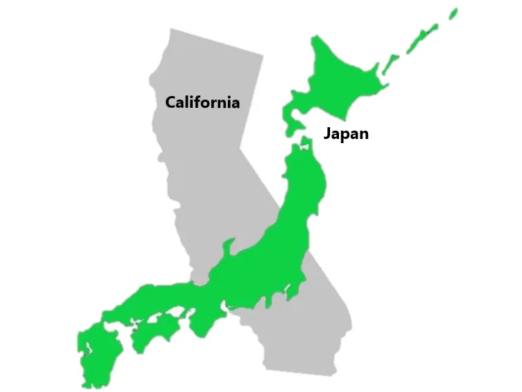 how big is japan vs california